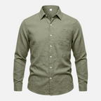 Valeniri Men's Linen Long Sleeve Shirt Classic Loose Fit Button Up