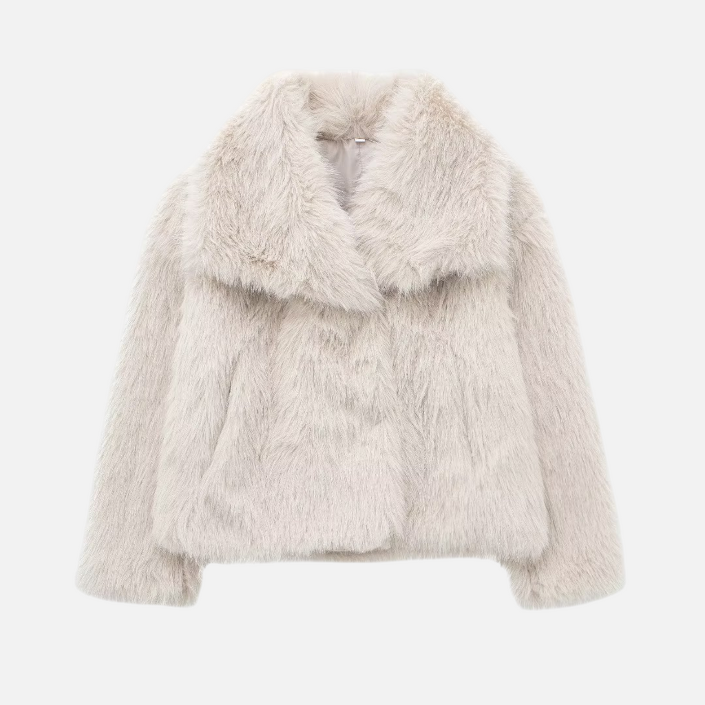 Valeniri | Women's Faux Fur Jacket – Plush Long Sleeve Short Coat