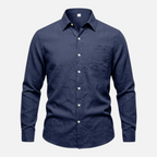 Valeniri Men's Linen Long Sleeve Shirt Classic Loose Fit Button Up
