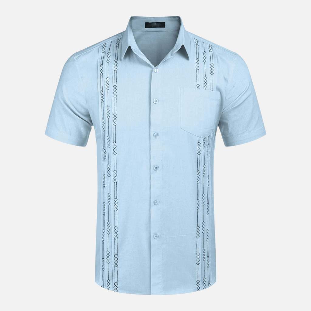 Valeniri | Men's Cuban Collar Shirt Lightweight Relaxed Fit Button-Up