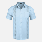Valeniri | Men's Cuban Collar Shirt Lightweight Relaxed Fit Button-Up