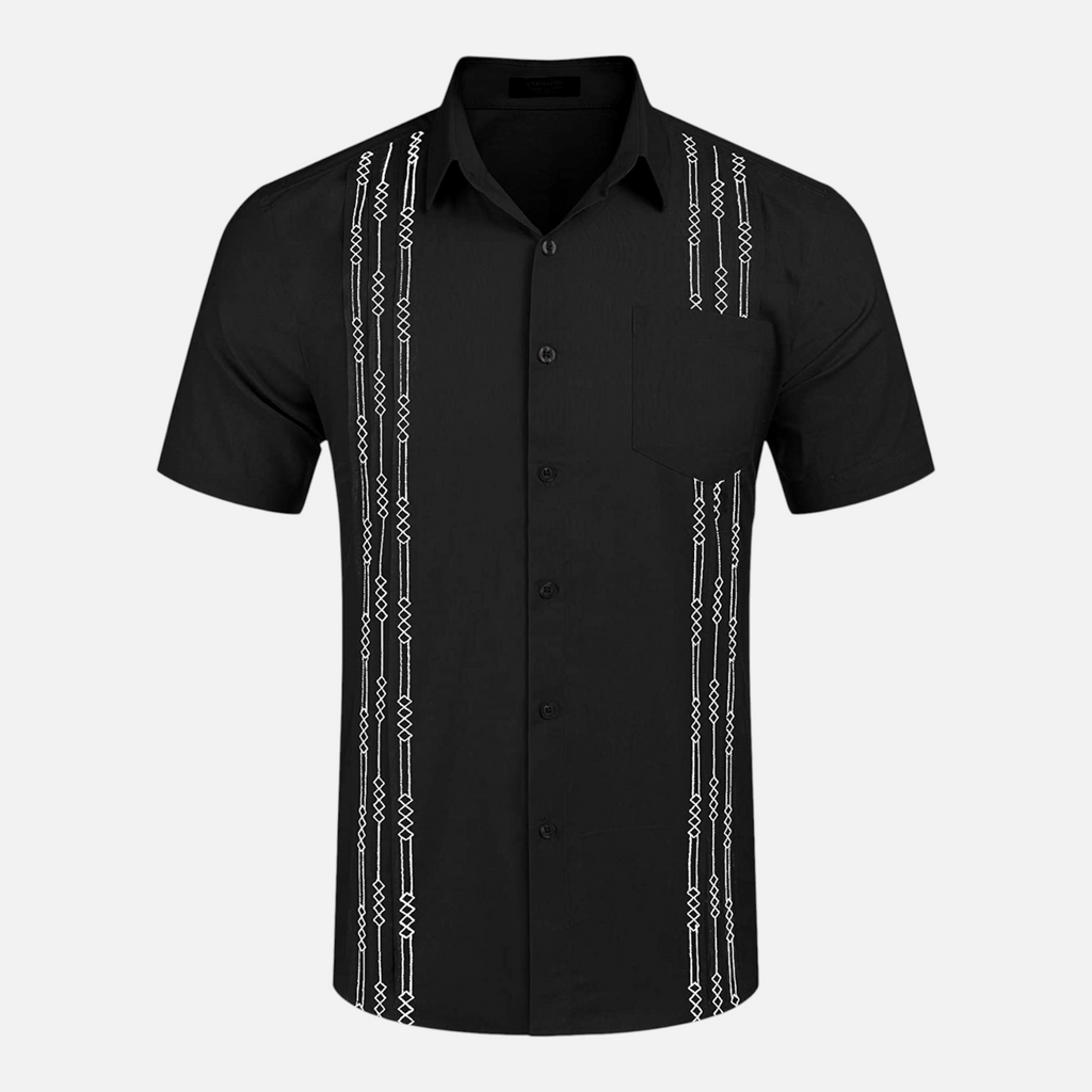 Valeniri | Men's Cuban Collar Shirt Lightweight Relaxed Fit Button-Up