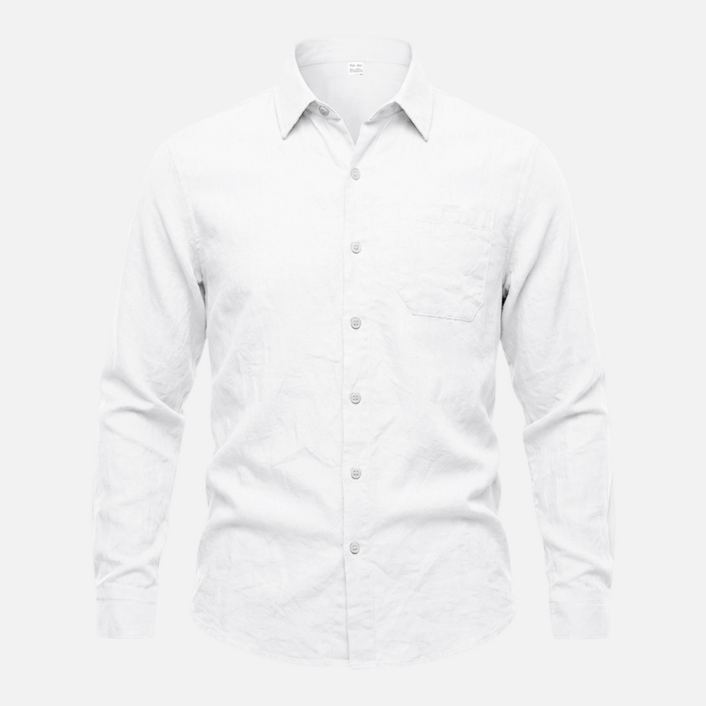 Valeniri Men's Linen Long Sleeve Shirt Classic Loose Fit Button Up