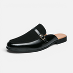 Valeniri | Men's Leather Backless Loafers – Classic Slip-On Mule Shoes