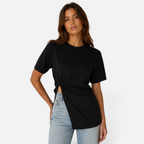 Valeniri | Women's Ruched Cotton Top – Slim Fit Short Sleeve Shirt