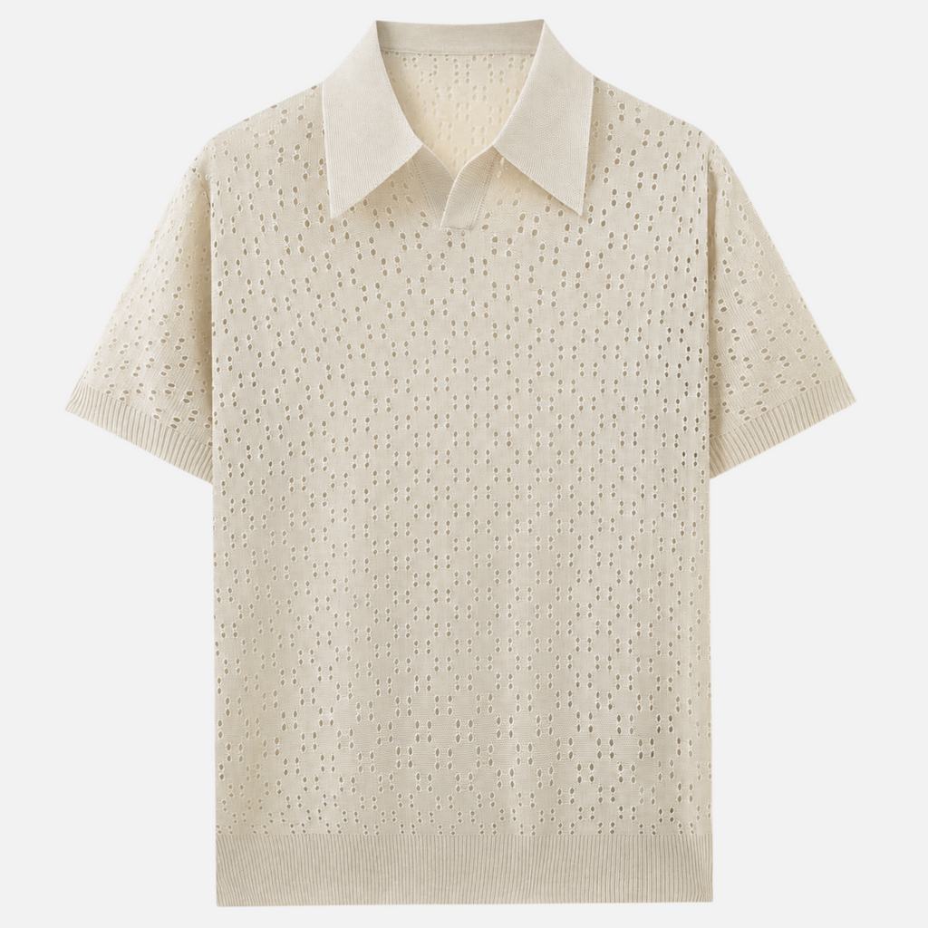 Valeniri | Men's Crochet Polo Tencel Short Sleeve Shirt