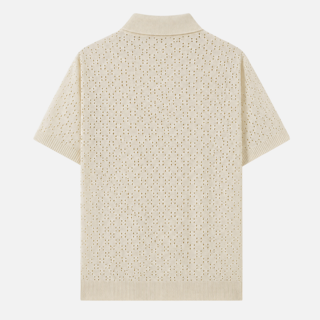 Valeniri | Men's Crochet Polo Tencel Short Sleeve Shirt