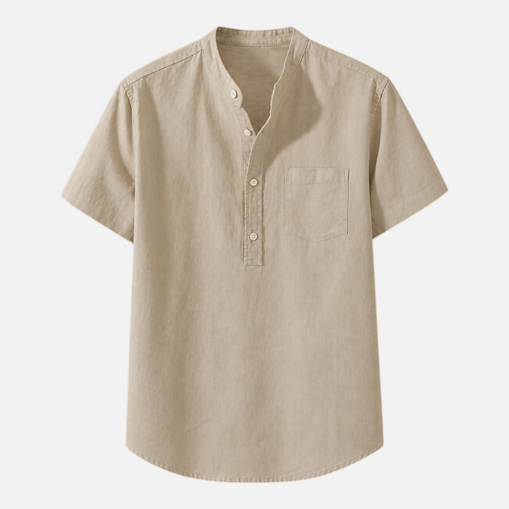 Valeniri | Men's Linen Stand Collar Shirt – Lightweight Everyday Wear