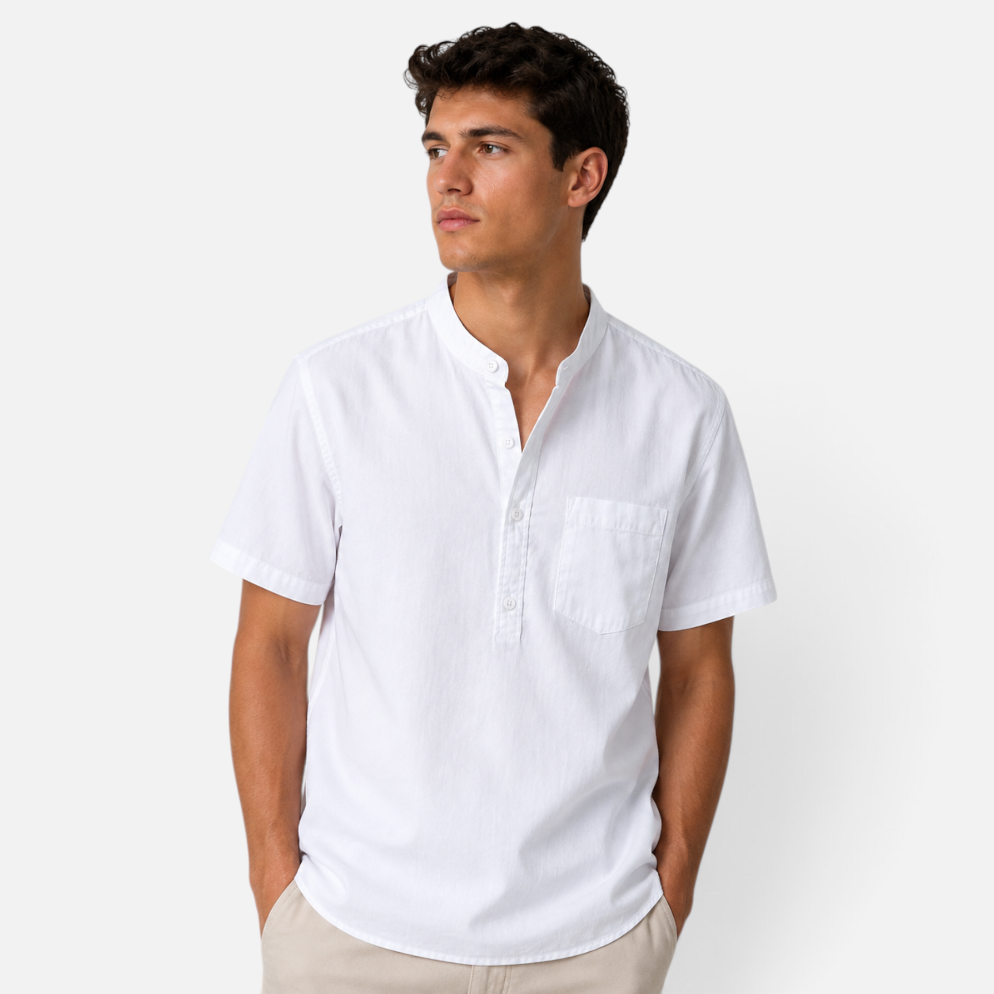 Valeniri | Men's Linen Stand Collar Shirt – Lightweight Everyday Wear