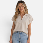 Valeniri | Women's V-Neck Blouse Loose Fit Casual Office Top