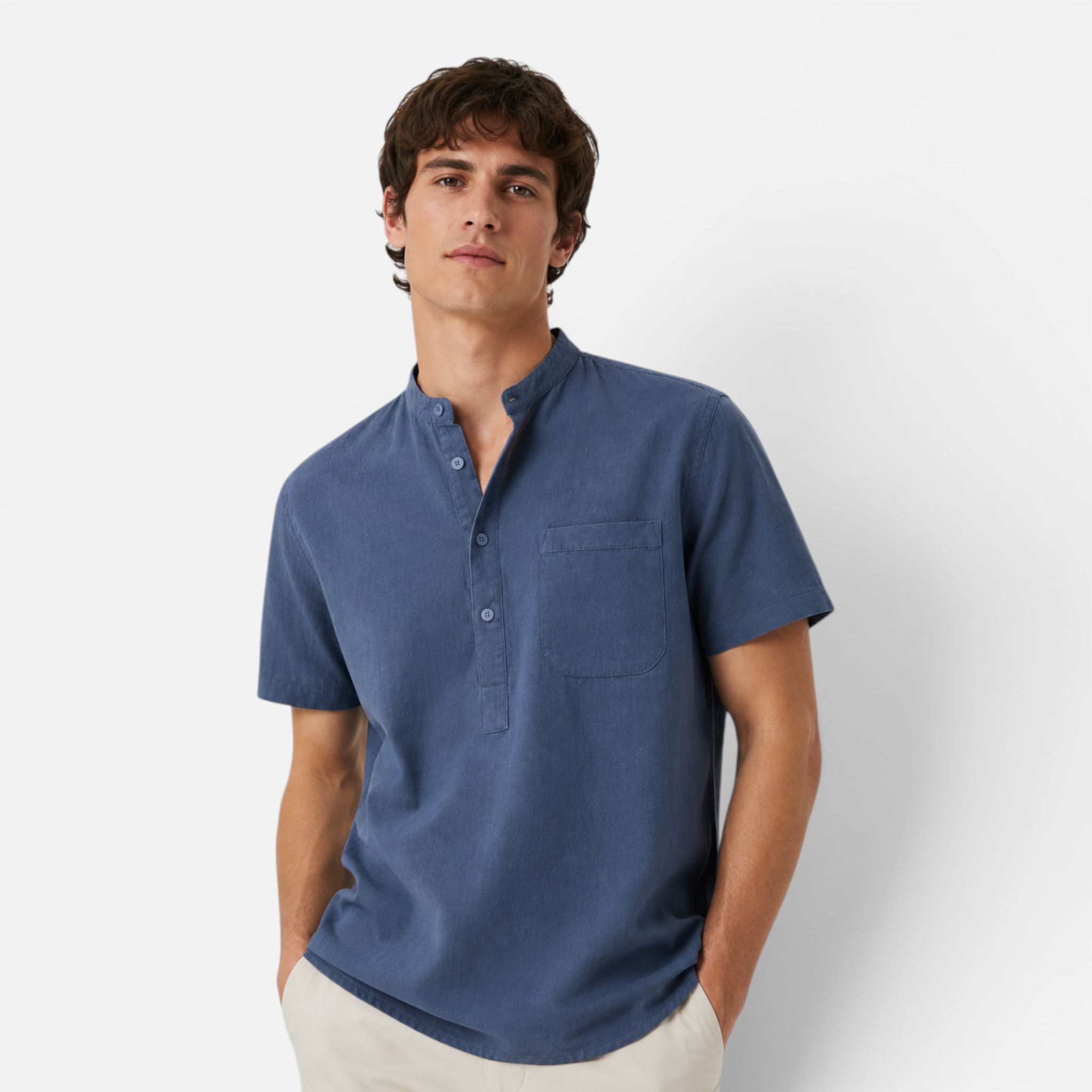 Valeniri | Men's Stand Collar Short Sleeve Shirt for Smart Casual Wear