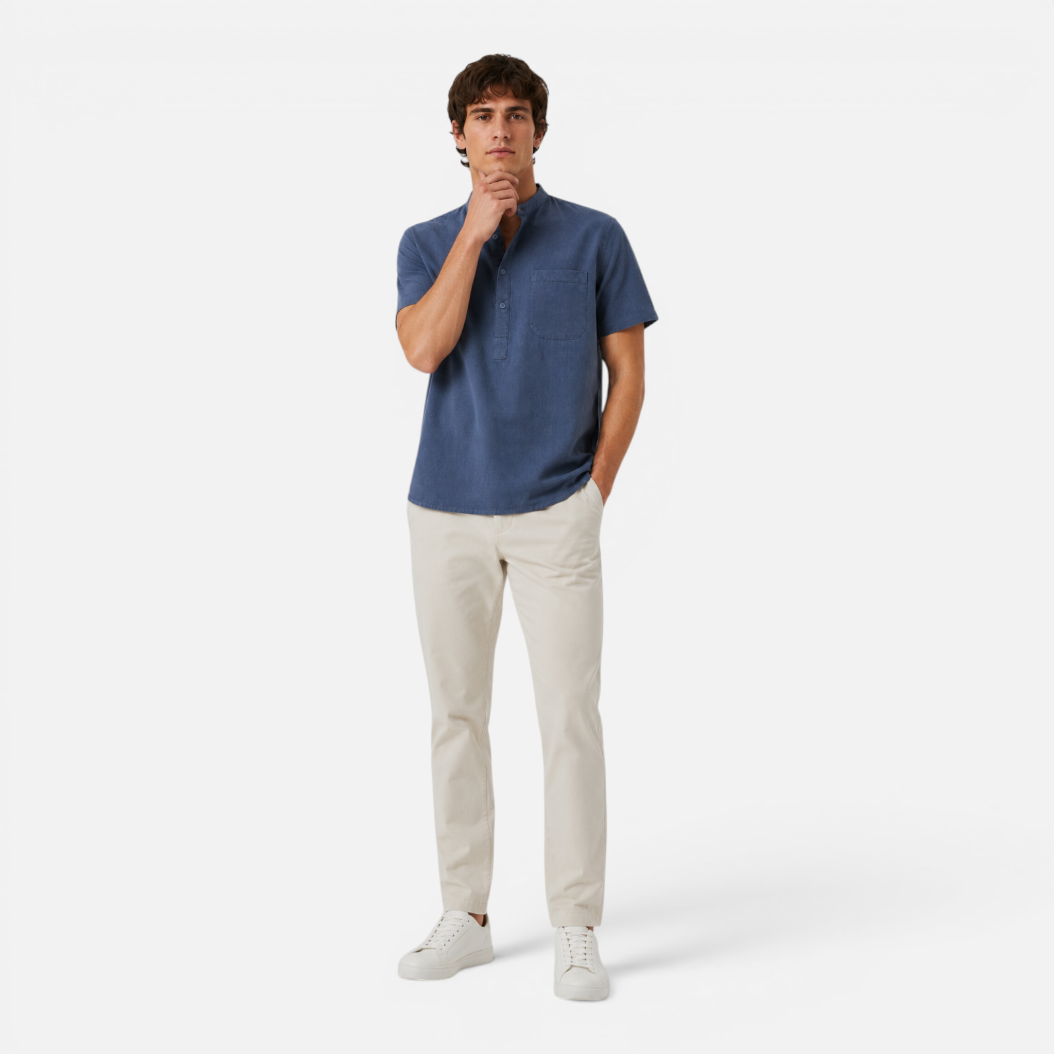 Valeniri | Men's Stand Collar Short Sleeve Shirt for Smart Casual Wear