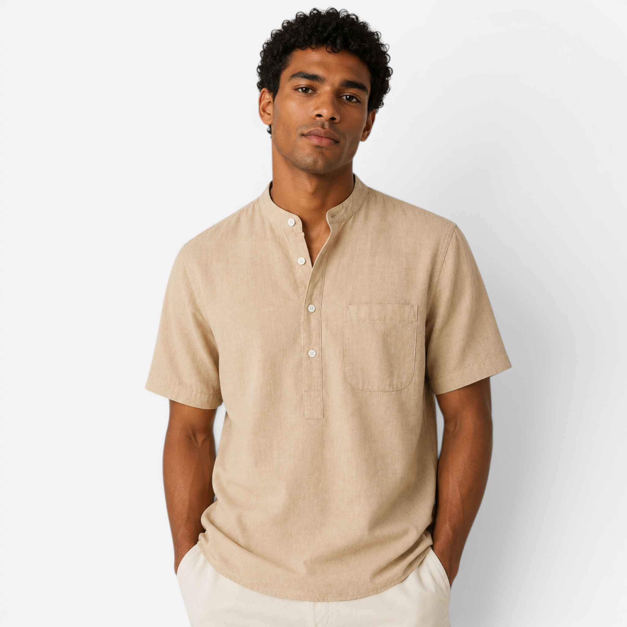 Valeniri | Men's Stand Collar Short Sleeve Shirt for Smart Casual Wear
