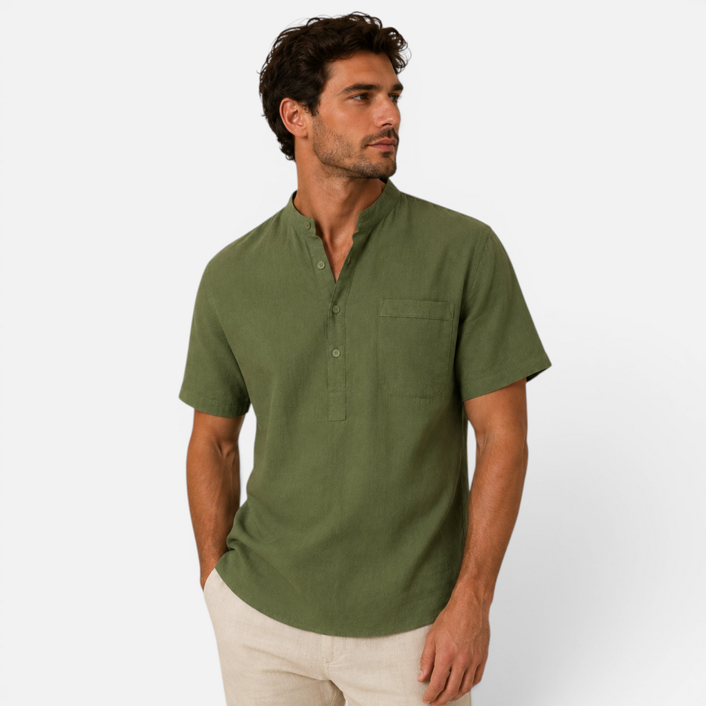 Valeniri | Men's Stand Collar Short Sleeve Shirt for Smart Casual Wear