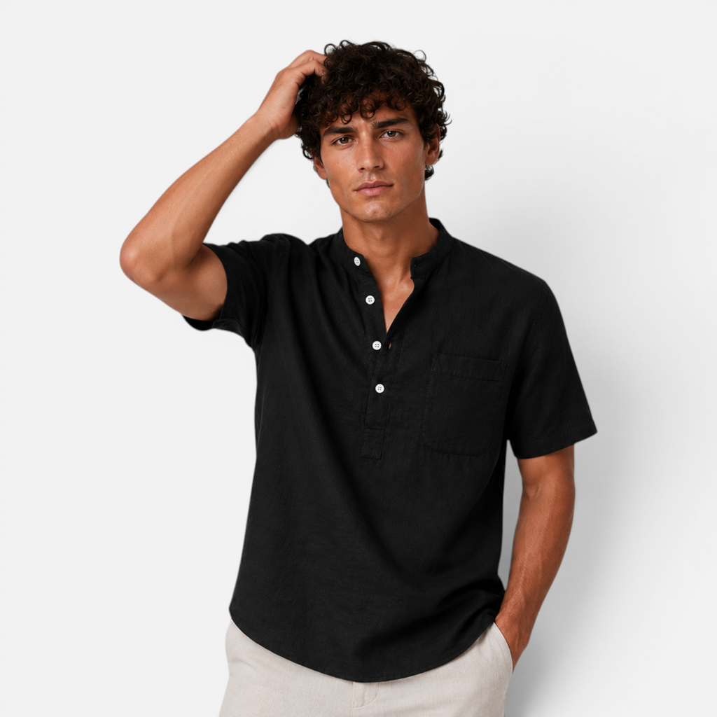 Valeniri | Men's Stand Collar Short Sleeve Shirt for Smart Casual Wear