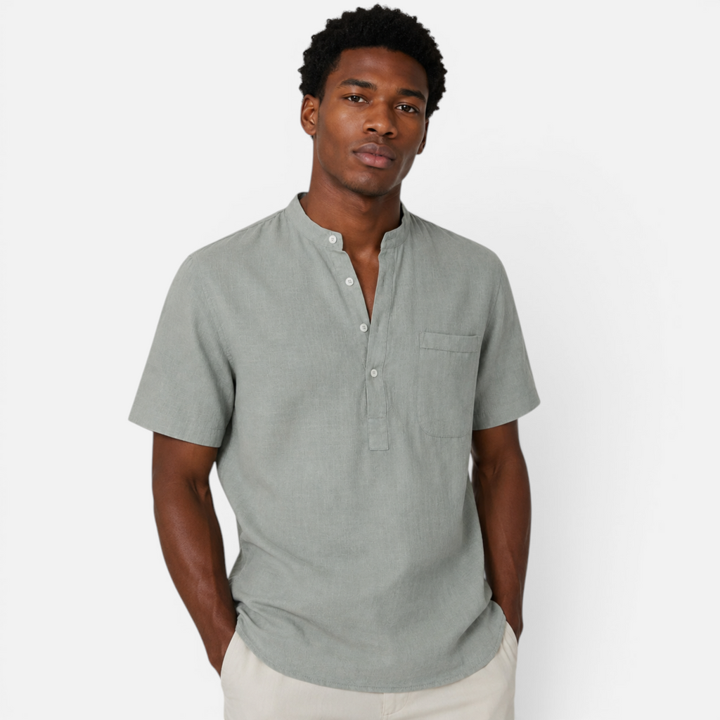 Valeniri | Men's Stand Collar Short Sleeve Shirt for Smart Casual Wear