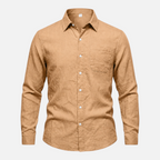 Valeniri Men's Linen Long Sleeve Shirt Classic Loose Fit Button Up