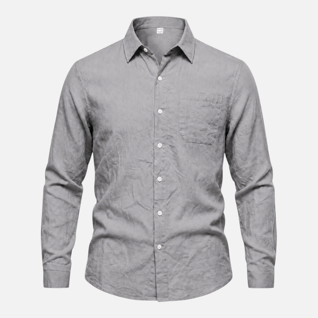 Valeniri Men's Linen Long Sleeve Shirt Classic Loose Fit Button Up