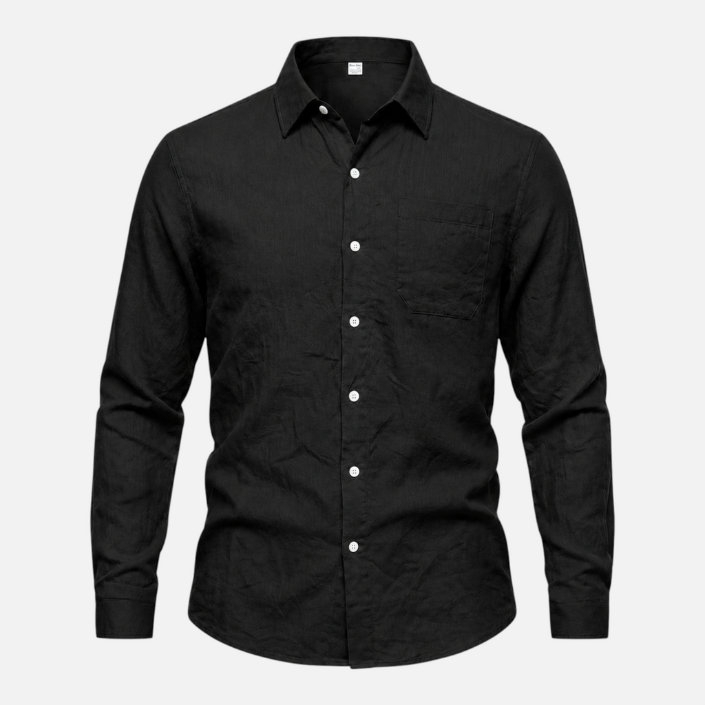 Valeniri Men's Linen Long Sleeve Shirt Classic Loose Fit Button Up