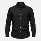 Valeniri Men's Linen Long Sleeve Shirt Classic Loose Fit Button Up
