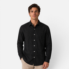 Valeniri Men's Linen Long Sleeve Shirt Classic Loose Fit Button Up