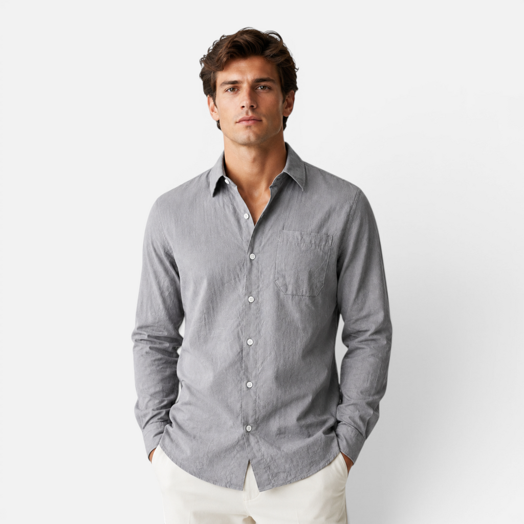 Valeniri Men's Linen Long Sleeve Shirt Classic Loose Fit Button Up