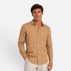 Valeniri Men's Linen Long Sleeve Shirt Classic Loose Fit Button Up