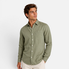 Valeniri Men's Linen Long Sleeve Shirt Classic Loose Fit Button Up