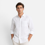 Valeniri Men's Linen Long Sleeve Shirt Classic Loose Fit Button Up