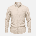 Valeniri Men's Linen Long Sleeve Shirt Classic Loose Fit Button Up