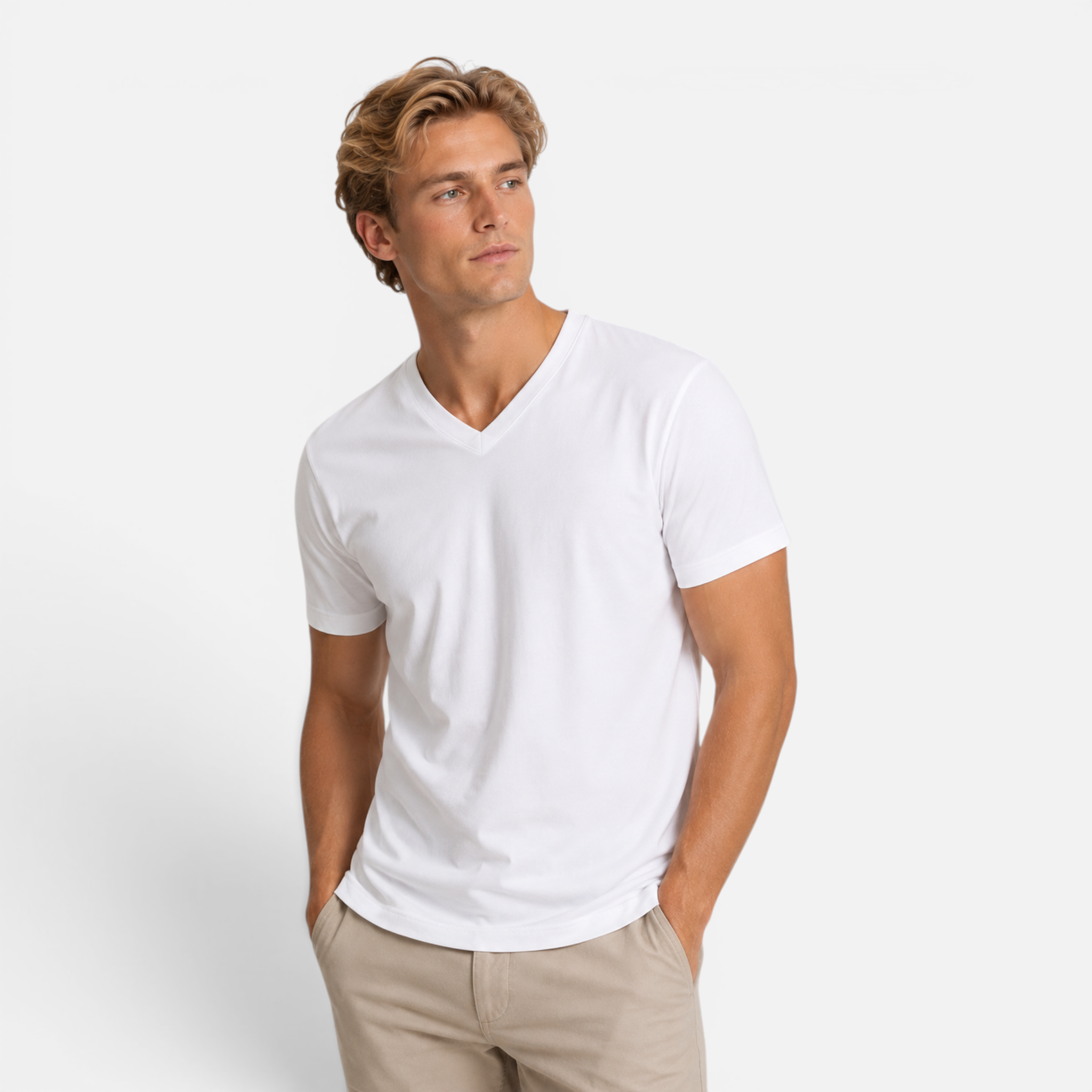 Valeniri | Men's V-Neck T-Shirt Slim Fit Cotton Everyday Wear