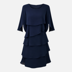 Valeniri | Women's Round Neck Layered Dress Classic A-Line Style