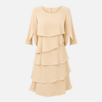 Valeniri | Women's Round Neck Layered Dress Classic A-Line Style