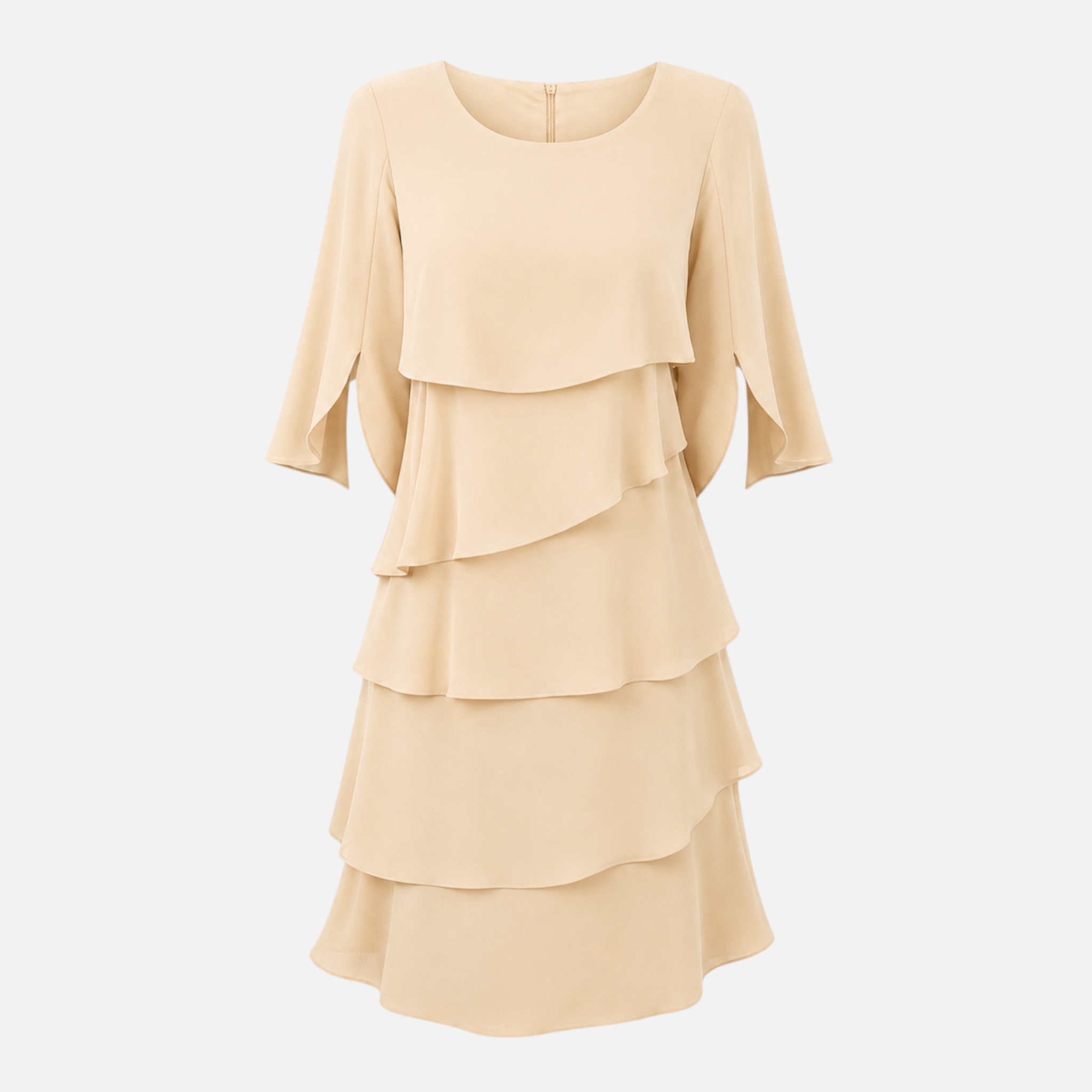Valeniri | Women's Round Neck Layered Dress Classic A-Line Style