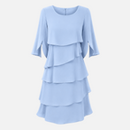 Valeniri | Women's Round Neck Layered Dress Classic A-Line Style