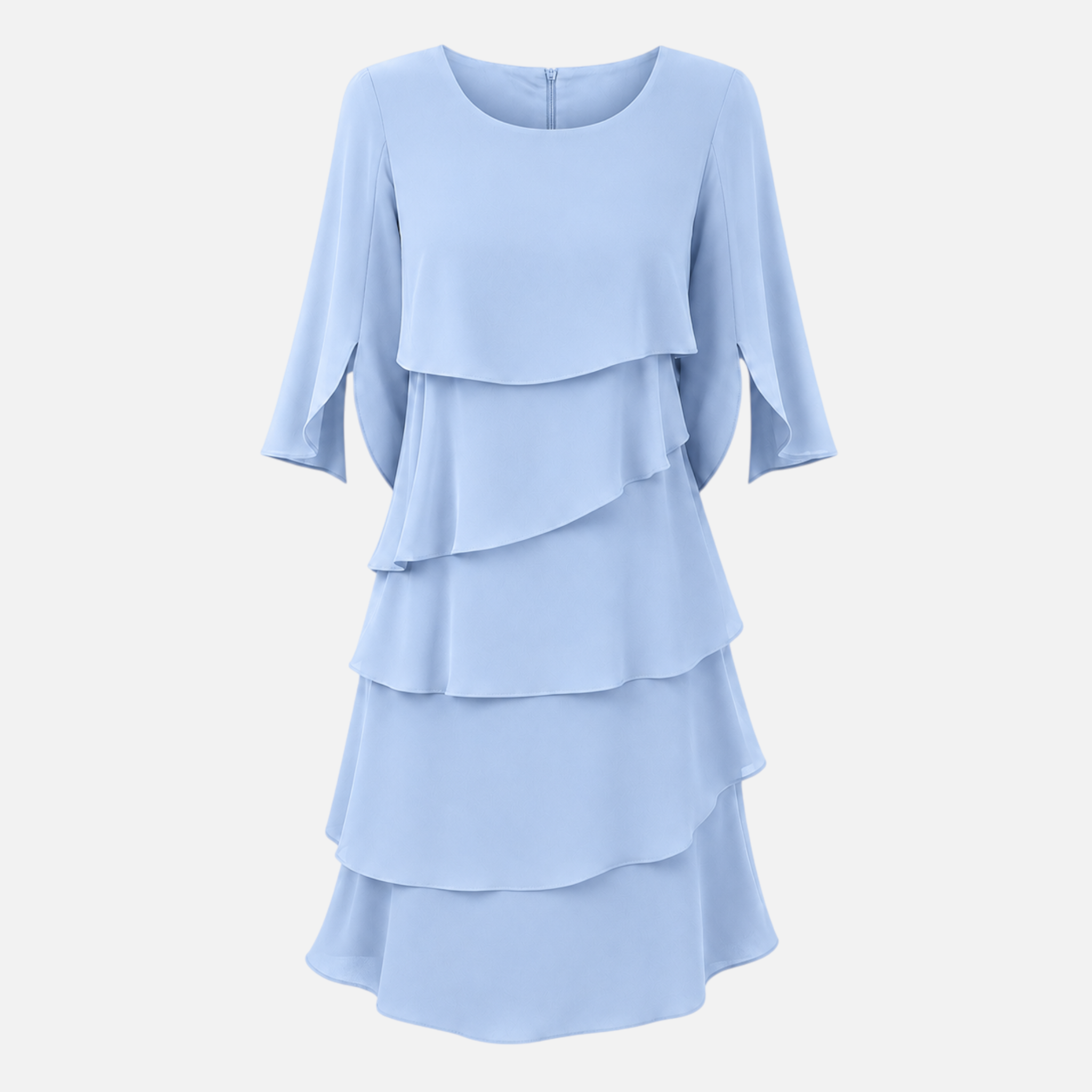 Valeniri | Women's Round Neck Layered Dress Classic A-Line Style