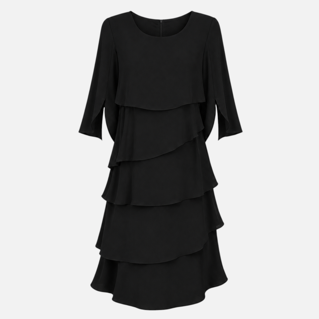 Valeniri | Women's Round Neck Layered Dress Classic A-Line Style