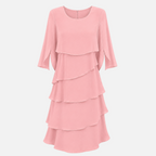 Valeniri | Women's Round Neck Layered Dress Classic A-Line Style