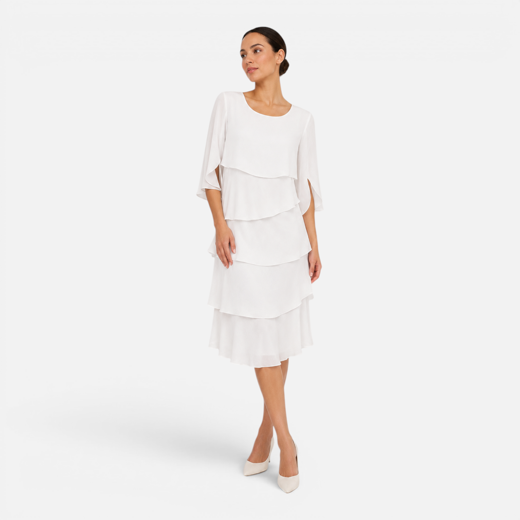Valeniri | Women's Round Neck Layered Dress Classic A-Line Style