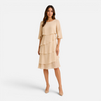 Valeniri | Women's Round Neck Layered Dress Classic A-Line Style