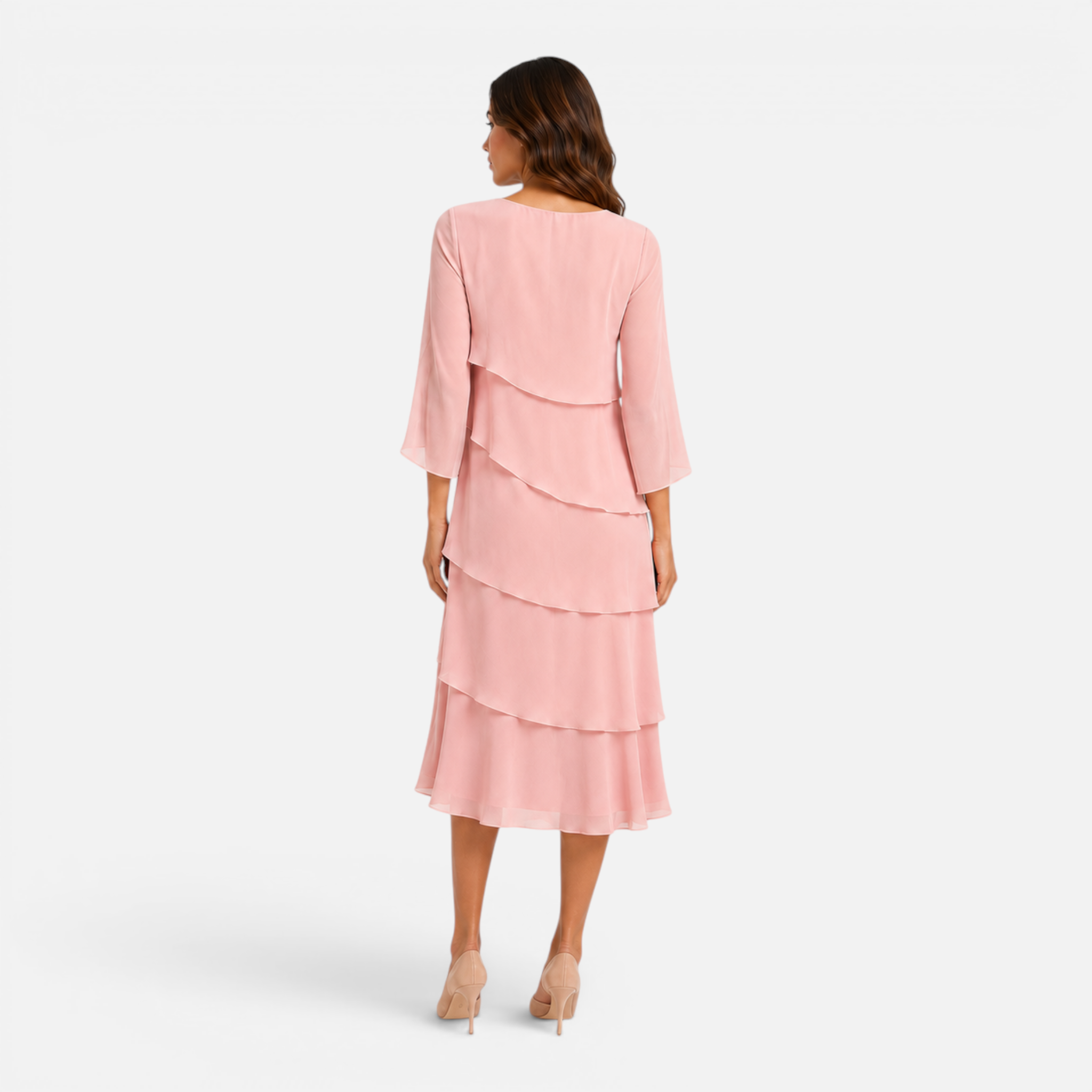Valeniri | Women's Round Neck Layered Dress Classic A-Line Style