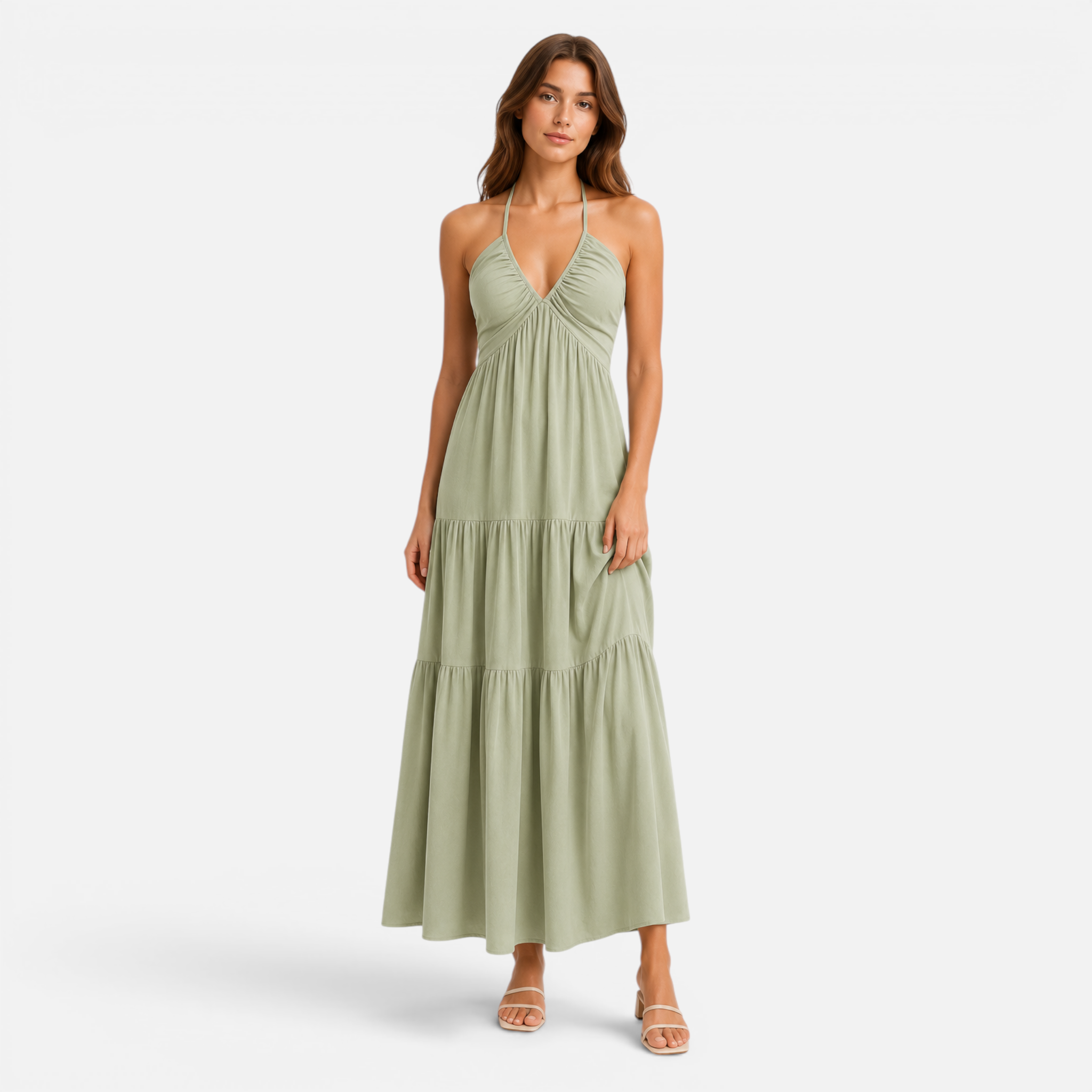 Valeniri | Women's Halter Maxi Dress Elegant Open Back Dress