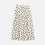 Valeniri | Women's High Waist Pleated Polka Dot Midi Skirt