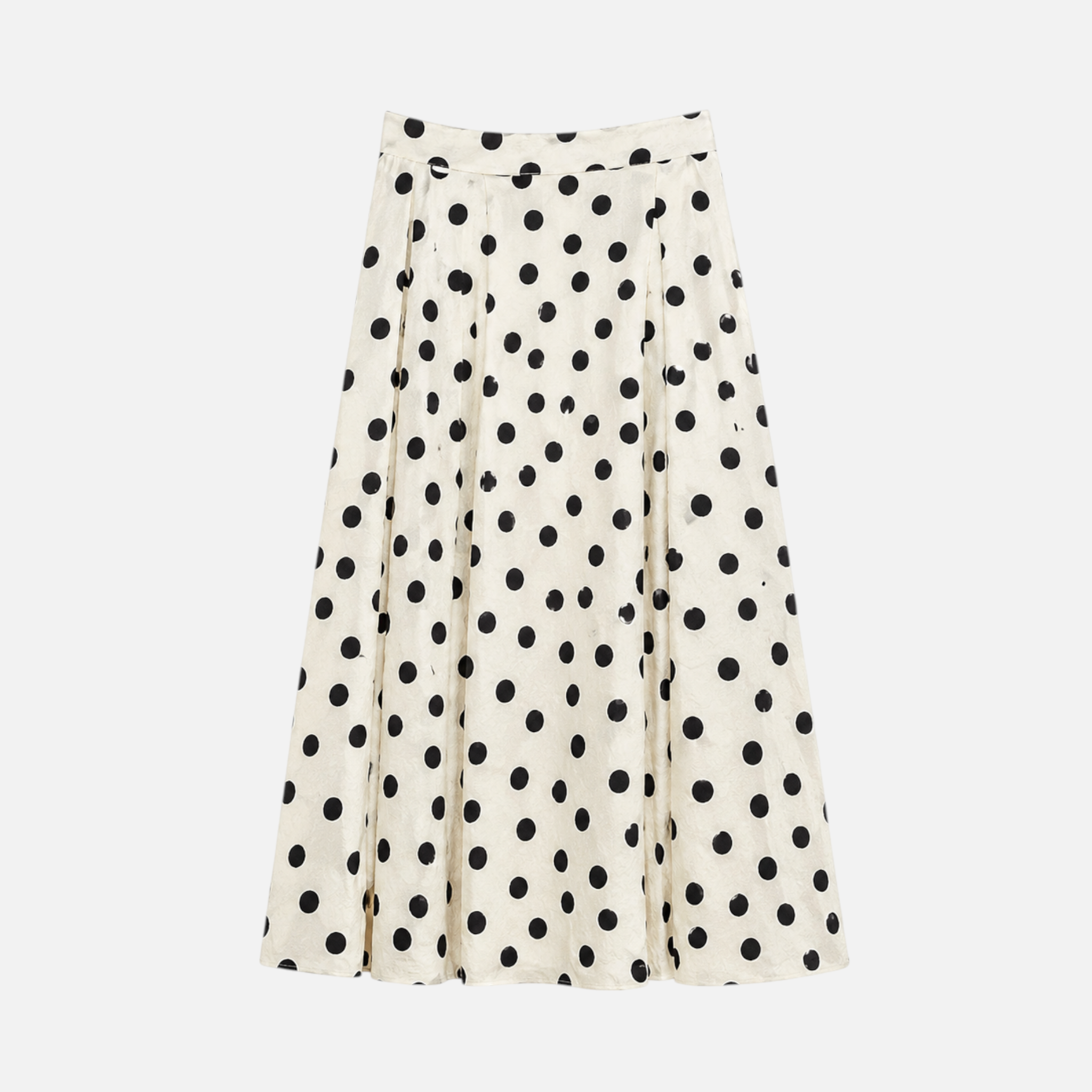 Valeniri | Women's High Waist Pleated Polka Dot Midi Skirt