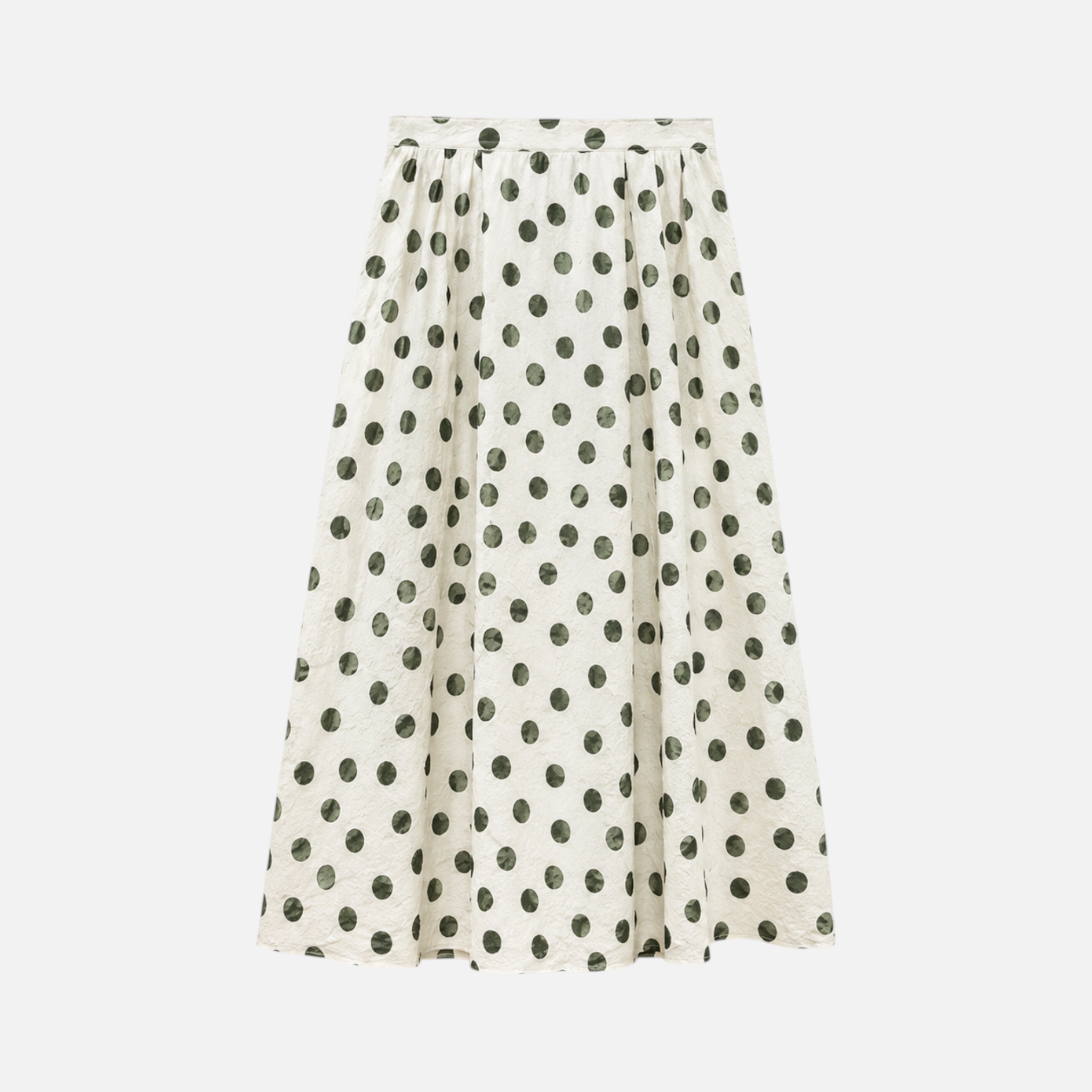 Valeniri | Women's High Waist Pleated Polka Dot Midi Skirt