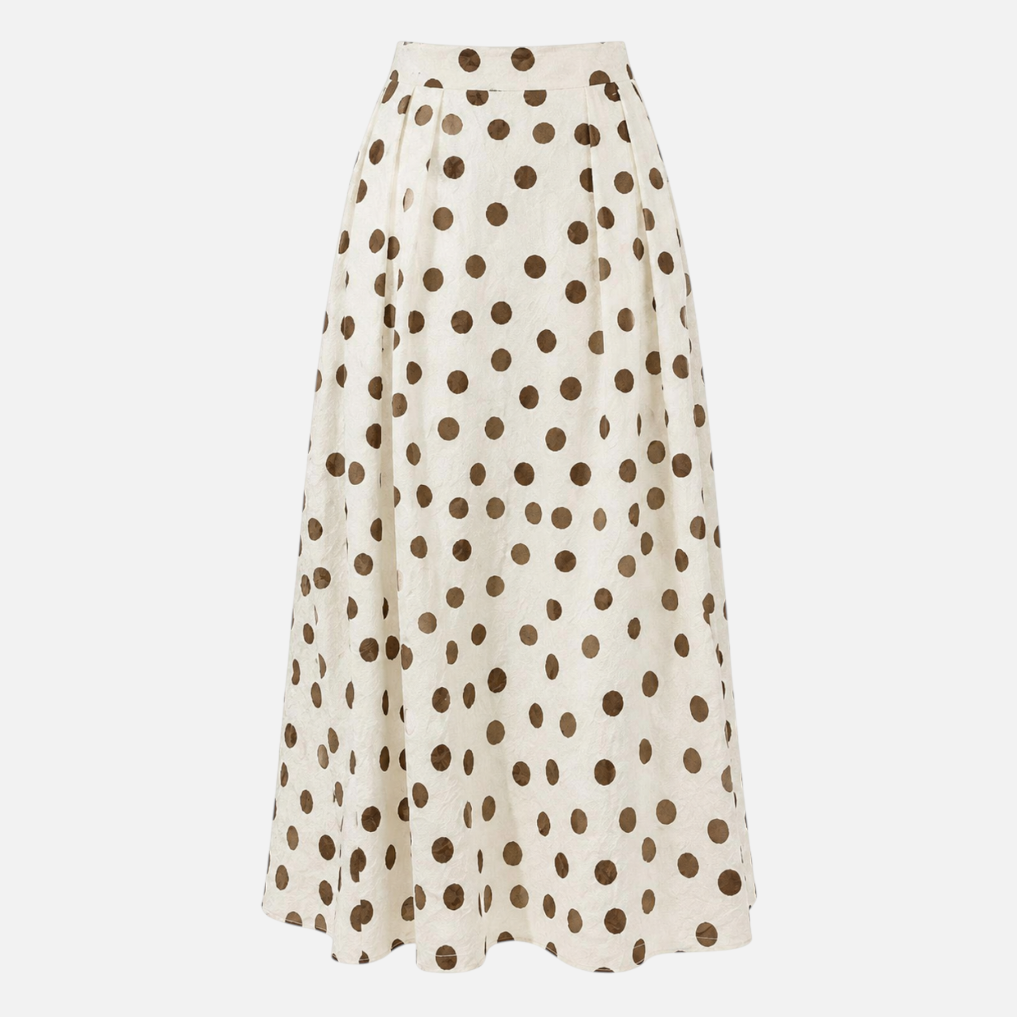 Valeniri | Women's High Waist Pleated Polka Dot Midi Skirt