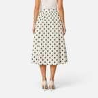 Valeniri | Women's High Waist Pleated Polka Dot Midi Skirt