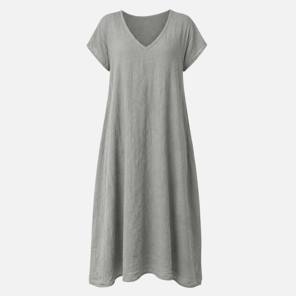 Valeniri | Women's Cotton Linen Casual Dress – Breathable Short Sleeve Dress