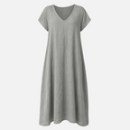 Valeniri | Women's Cotton Linen Casual Dress – Breathable Short Sleeve Dress