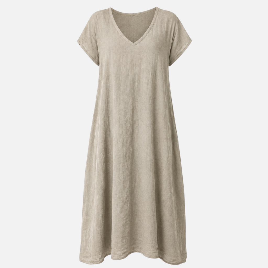 Valeniri | Women's Cotton Linen Casual Dress – Breathable Short Sleeve Dress